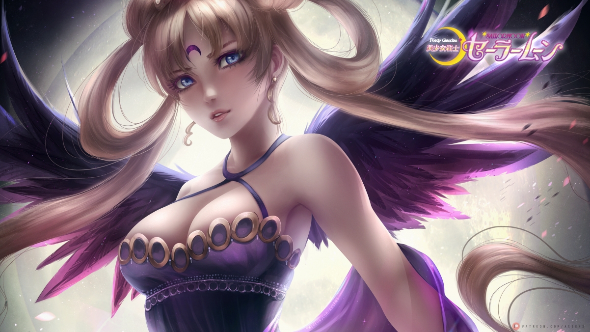 Serene beauty girl in the dark moon