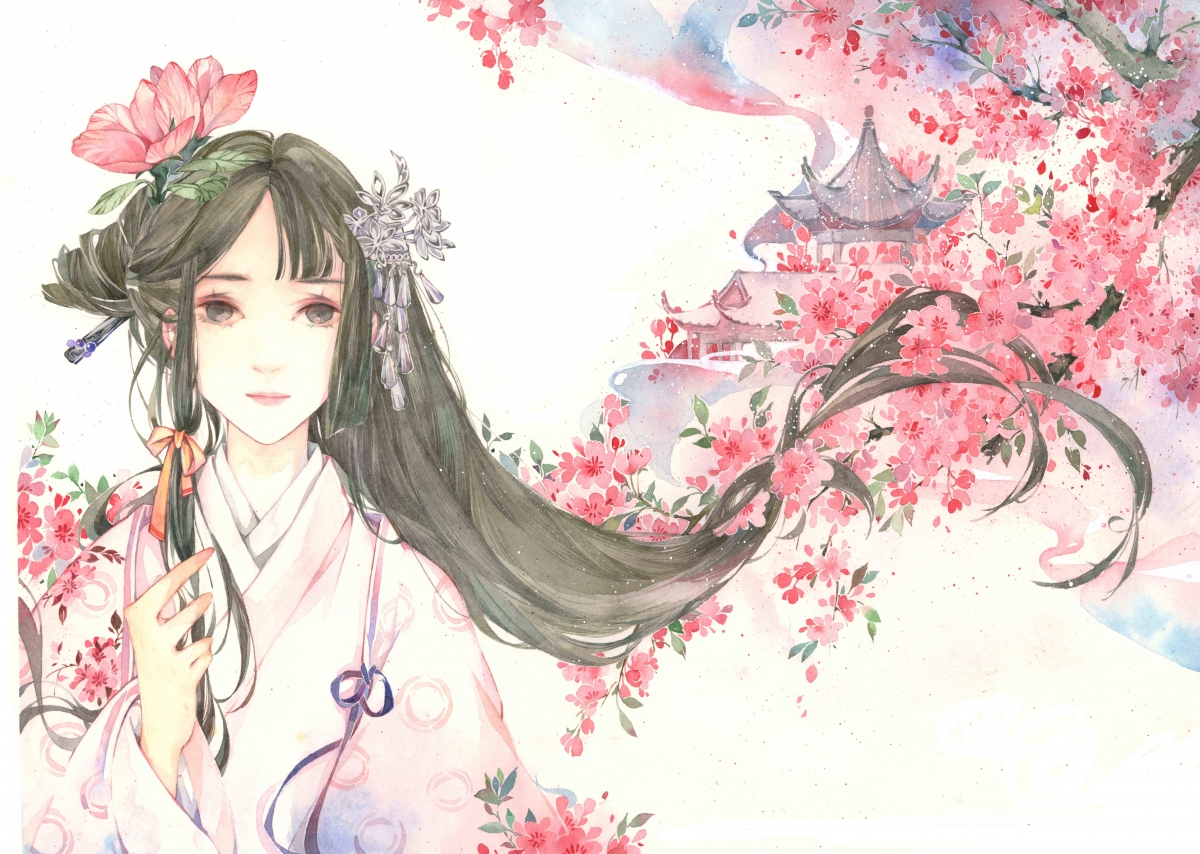 Begonia beautiful ancient style woman 4k wallpaper