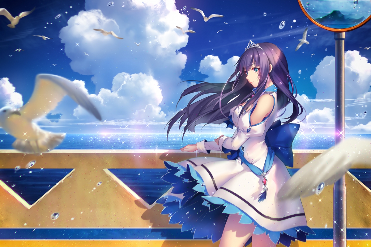 Seagull anime beautiful girl 4K wall