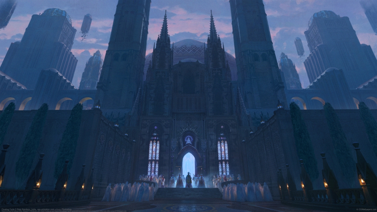 Floating fortress 4k wallpaper