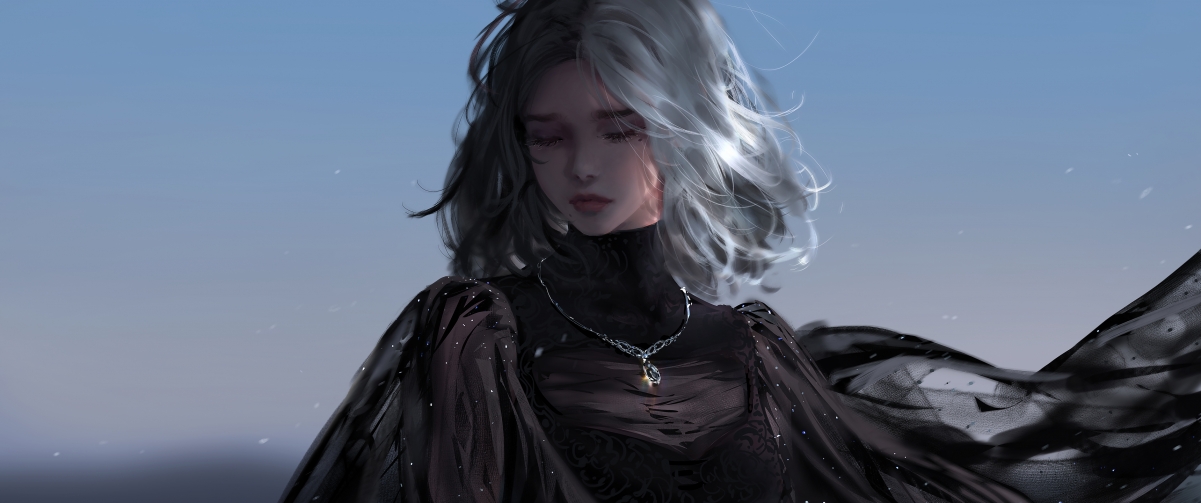 Girl in the wind beautiful thick painting 3