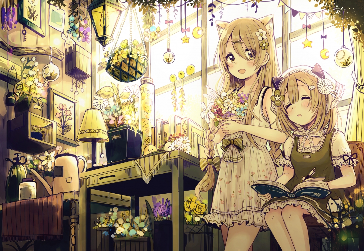 Room with two cute girls ears