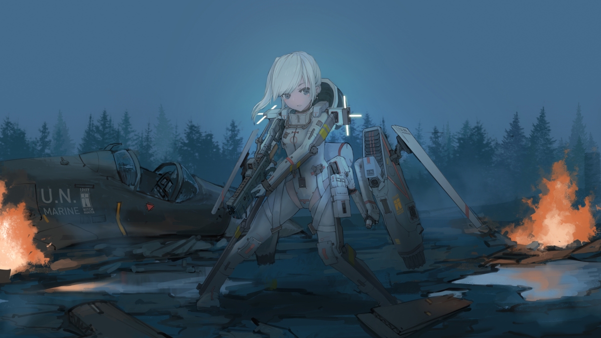 Two-dimensional girl warrior 4k wallpaper