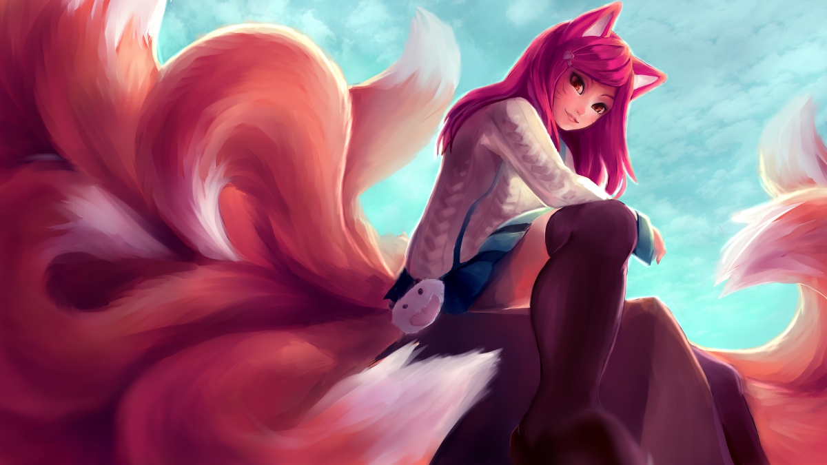 Ears fox anime beautiful girl 4k