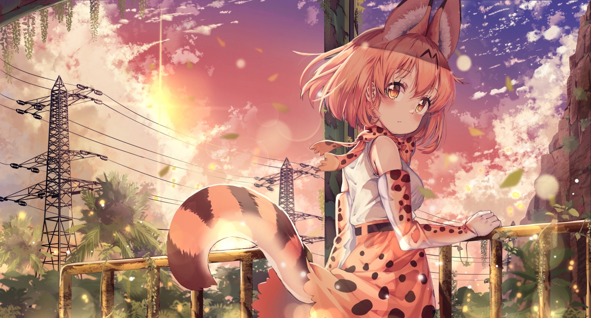 Cute girl with animal ears tail