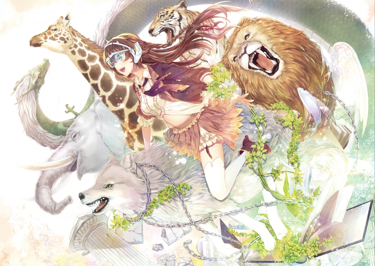 Animal brown hair girl anime wall