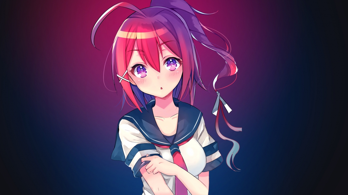 Anime School Uniform Girls 4K Wallpaper