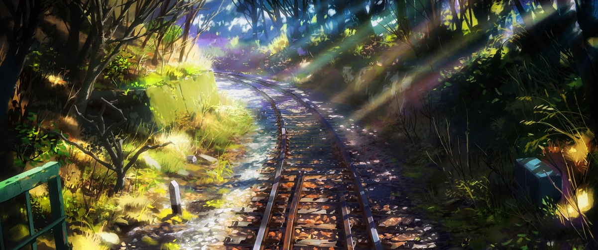 Anime Railway Scenery 3440x1440 Wall