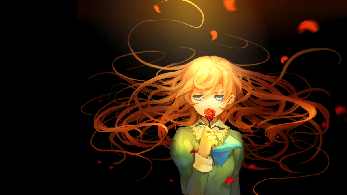 Anime girl rose 4k wallpaper