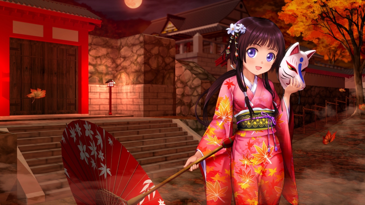 Anime Girl Kimono Umbrella HD 4K Picture