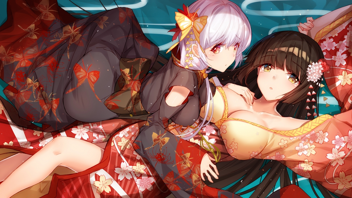 Anime kimono sisters 4k wallpaper