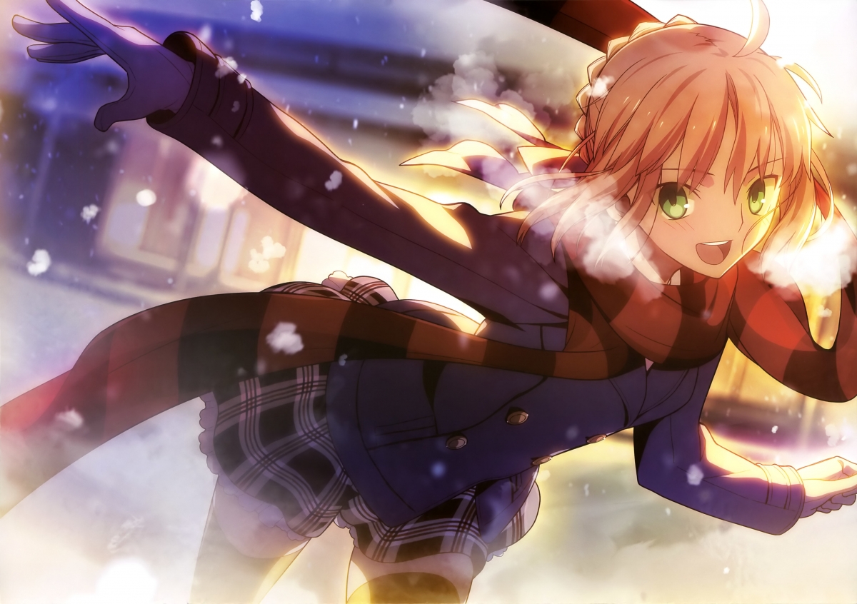 Winter Anime Girl Saber 4K Wall