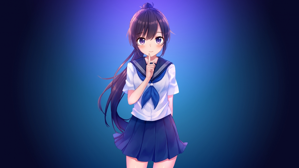 Anime girl in sailor suit 4K wall