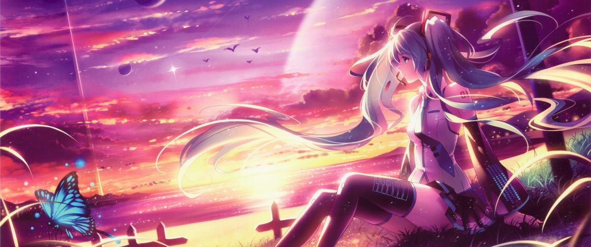 Hatsune Miku, beautiful and beautiful sky,