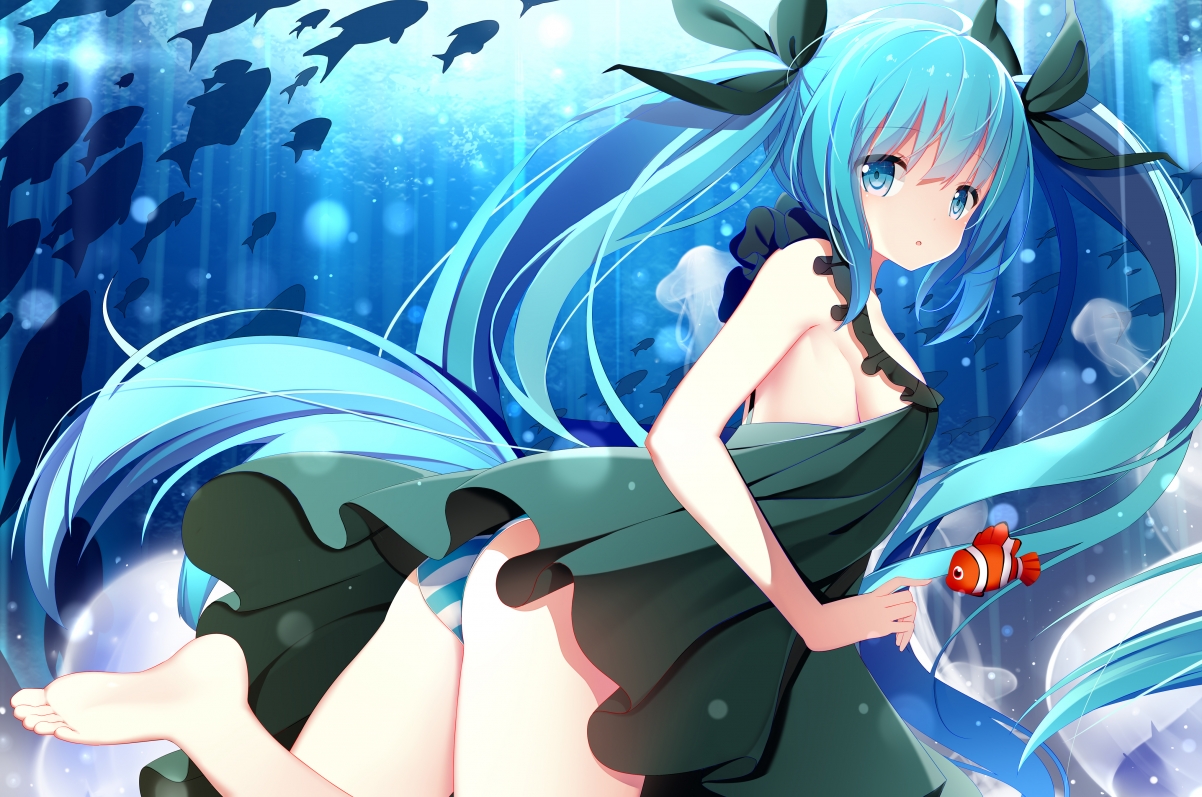 Hatsune Miku underwater sea fish