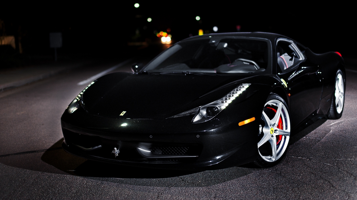 Black supercar black ferrari