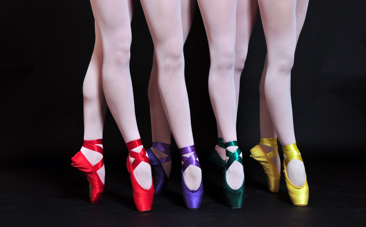 Legs with bright colors on a black background