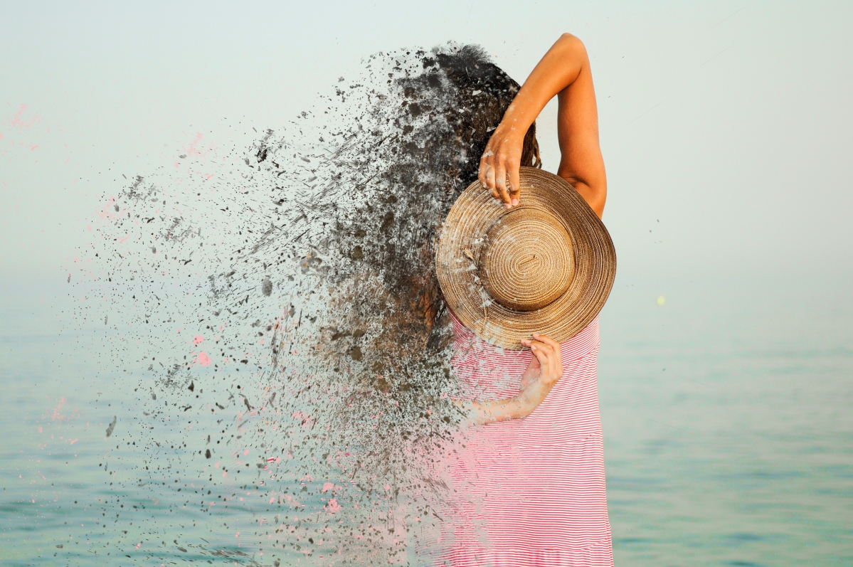 Woman hat beach water seaside