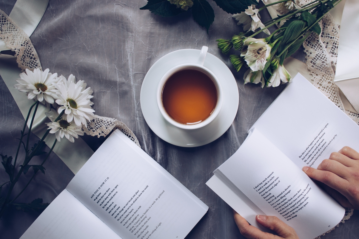 Business paper coffee desktop flowers