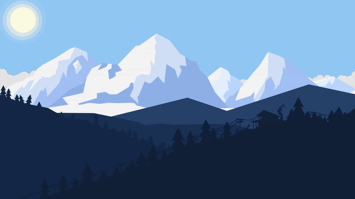 Snow mountain landscape painting 8K wallpaper 7680