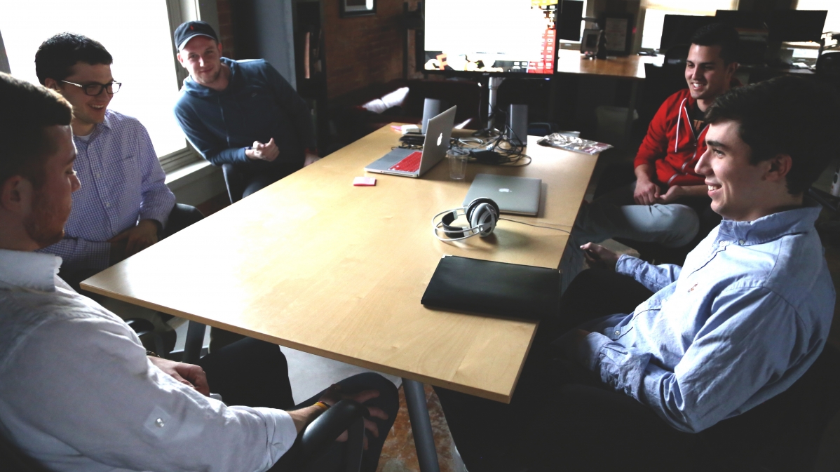 Photography pictures of people discussing work