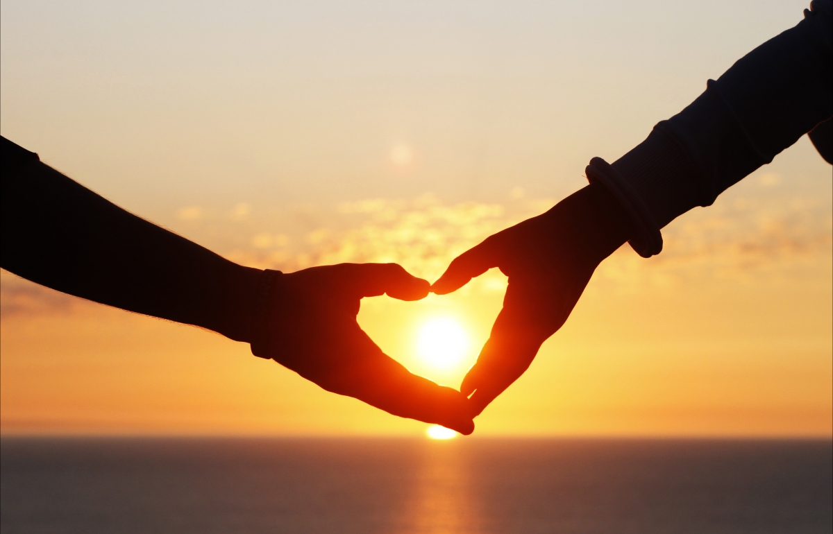Sunset, sunset, love, romance, heart-shaped