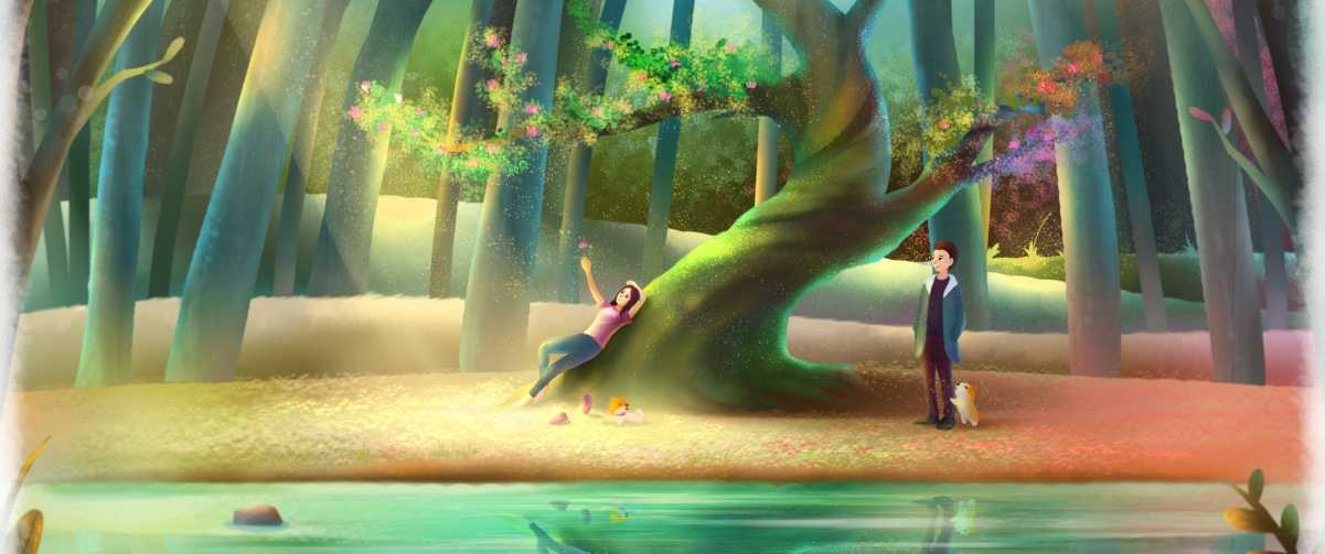 Dream park forest lovers couple only