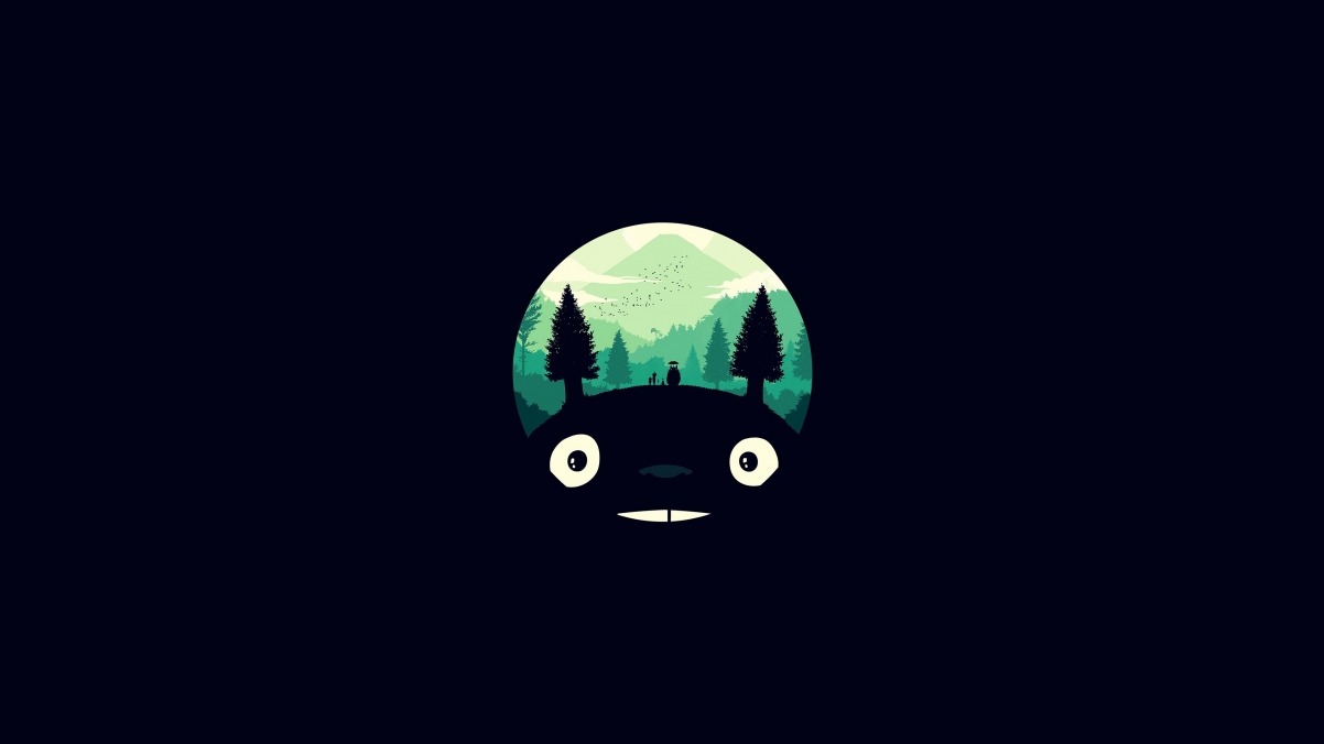 My Neighbor Totoro Minimalistic Background 4K Design Wallpaper