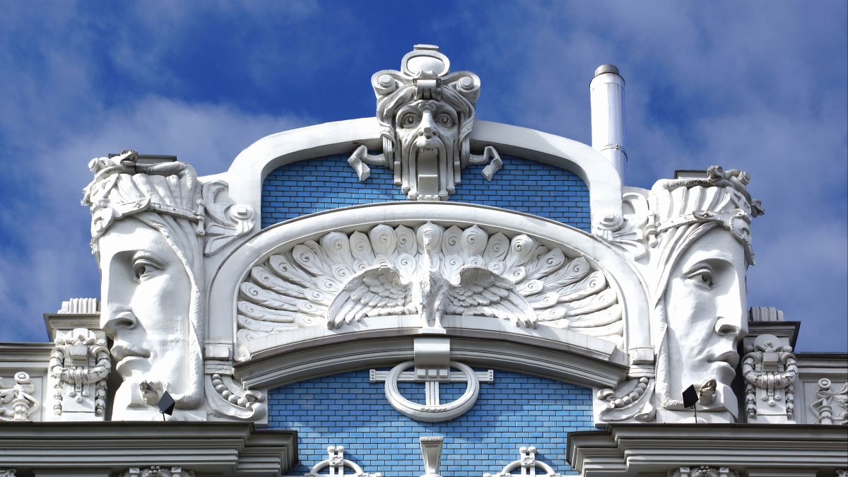 Art Nouveau Architecture of Facade House in Riga