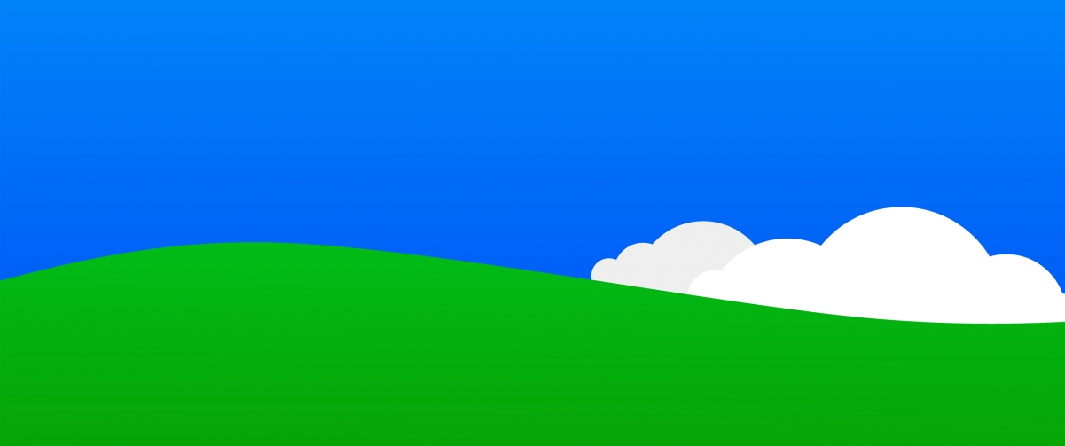 Blue sky and white clouds green grass xp simple