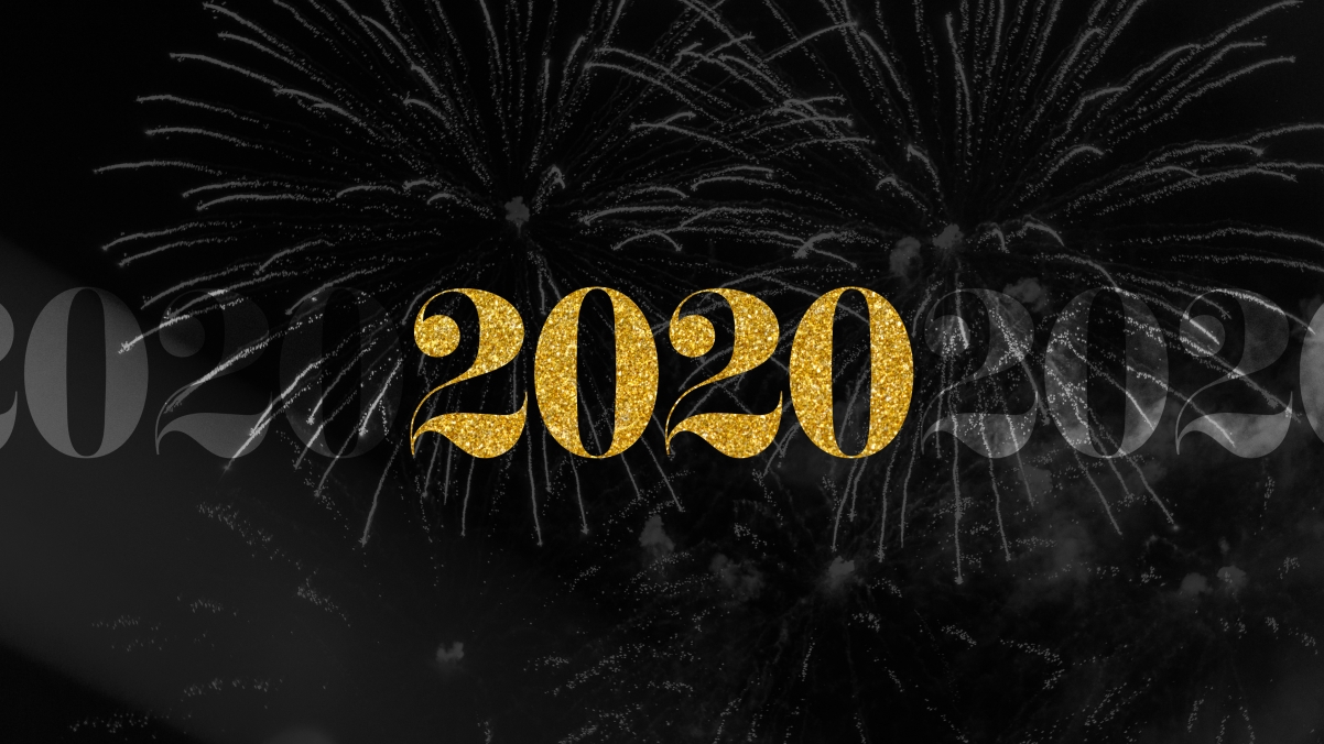 Golden 2020 happy new year black back