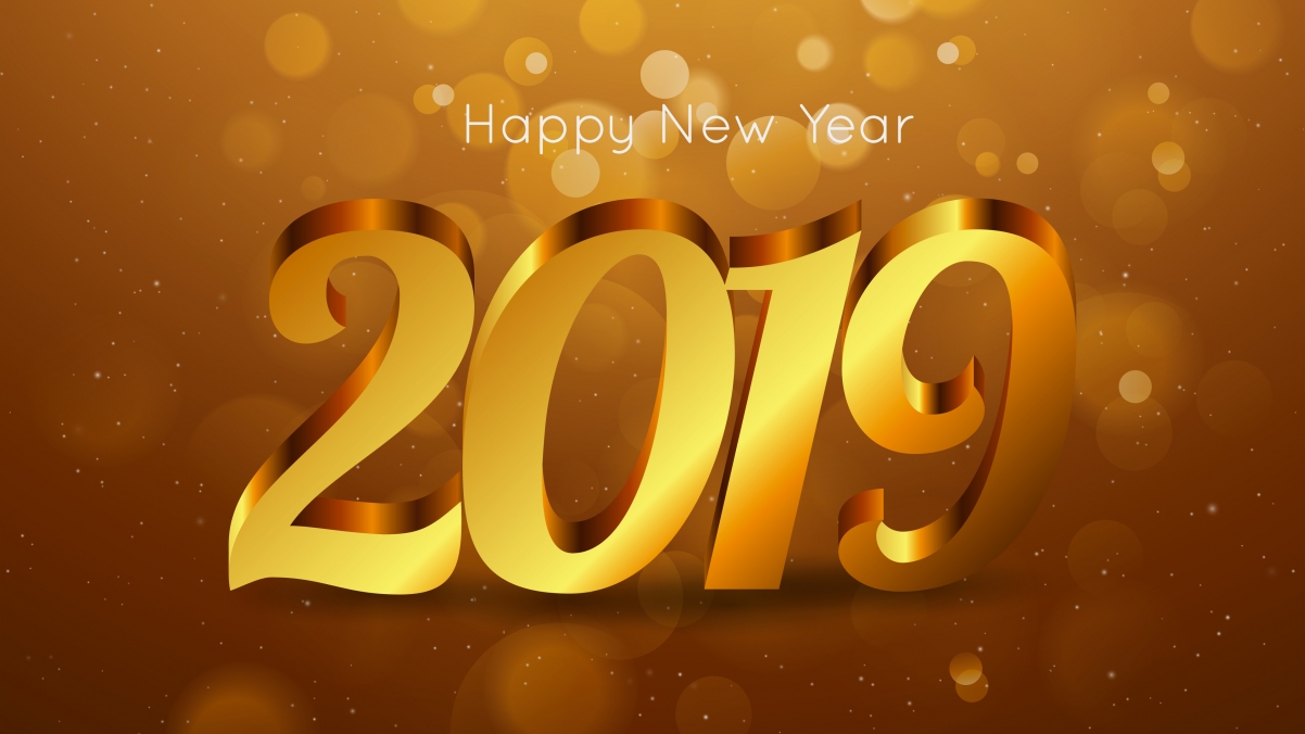 Golden 2019 Word Art 4k Wallpaper