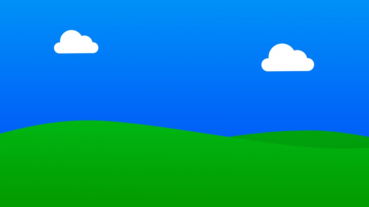 Simple xp blue sky white clouds green grass 4k