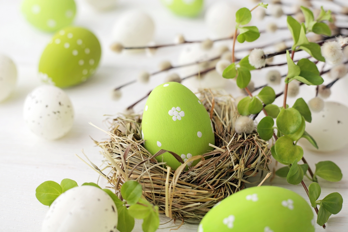 Happy easter green egg decoration